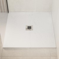 800x800mm Square White Slate Shower Tray 27mm - Stone Resin - Pearl 800x800mm Square White Slate Shower Tray 27mm - Stone Resin - Pearl