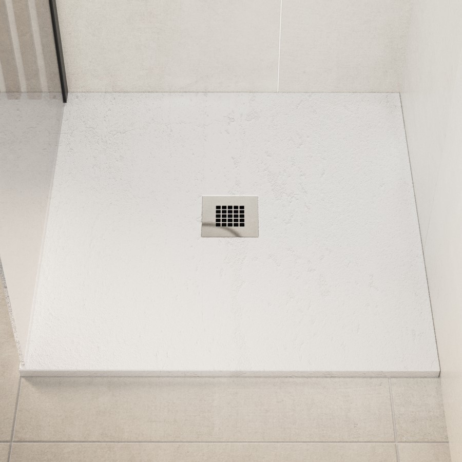 800x800mm Square White Slate Shower Tray 27mm - Stone Resin - Pearl
