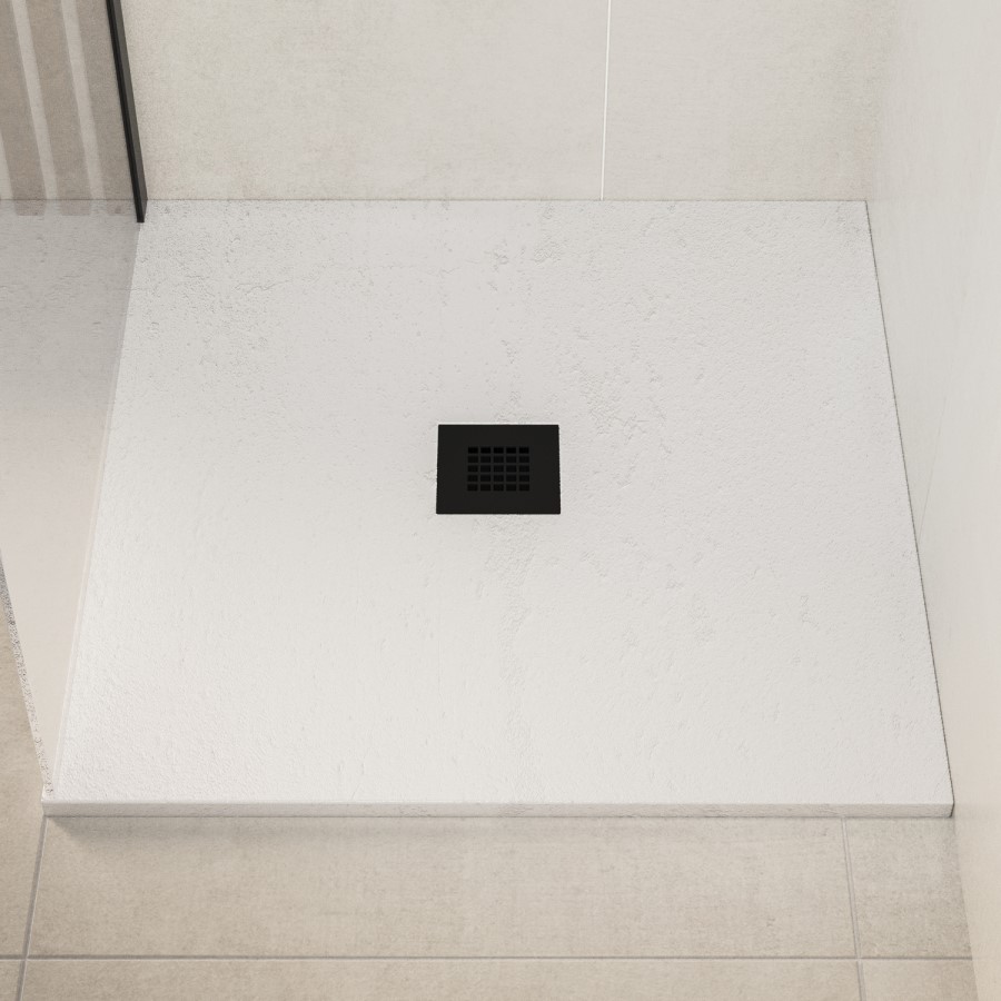 800x800mm Square White Slate Shower Tray 27mm - Stone Resin - Pearl