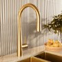 ONLY OPENED - Brushed Brass Single Lever Pull Out Monobloc Kitchen Mixer Tap - Enza Olney
