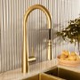 ONLY OPENED - Brushed Brass Single Lever Pull Out Monobloc Kitchen Mixer Tap - Enza Olney
