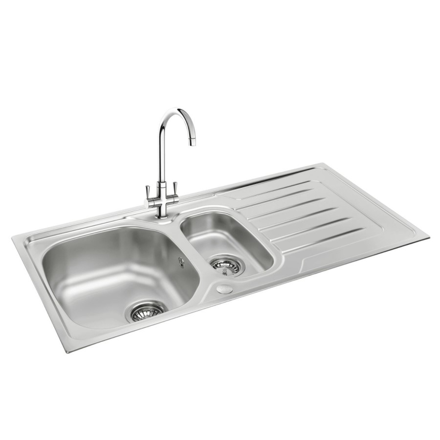 ALMOST PERFECT - Carron Phoenix Onda 150 1.5 Bowl Kitchen Sink - Stainless Steel