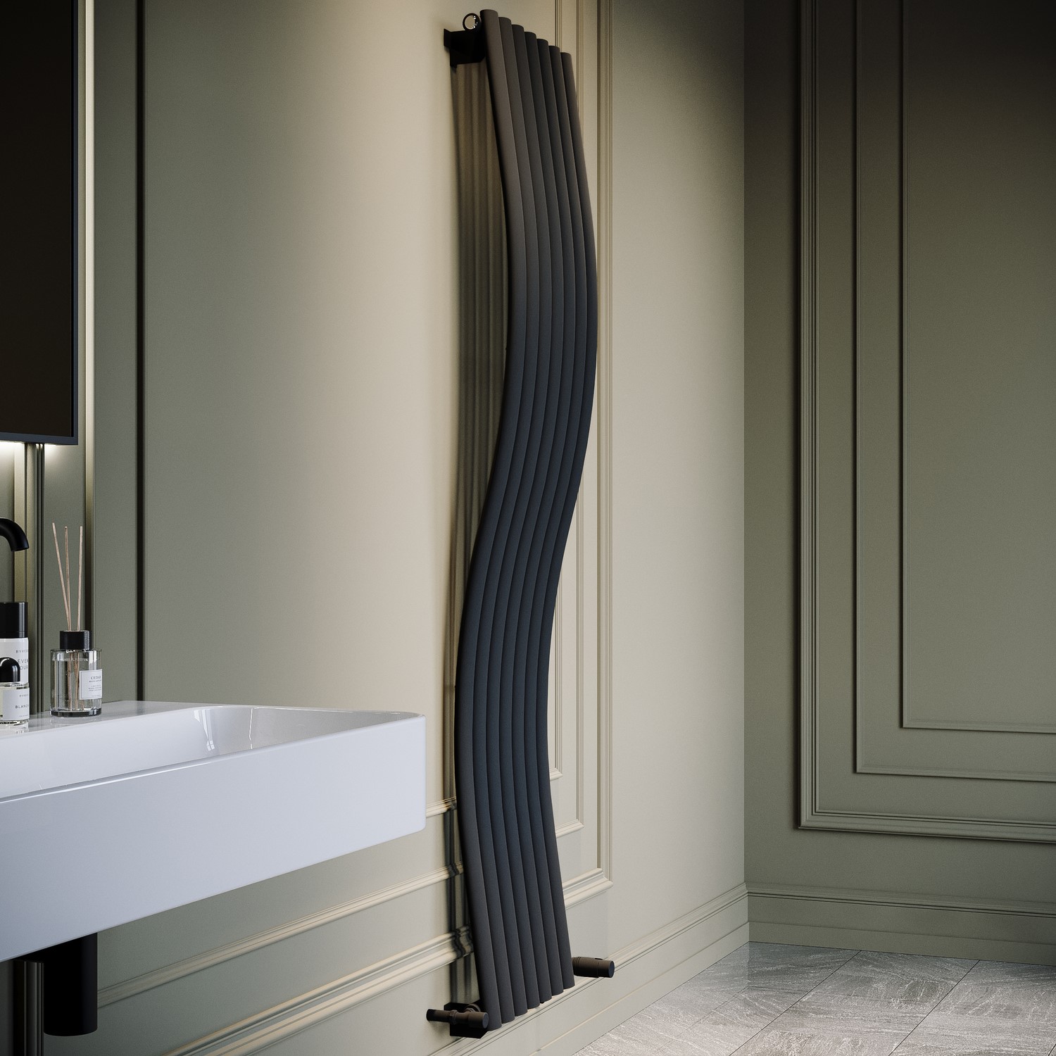 Opala Anthracite Vertical Wave Designer Single Panel Radiator 1800 X 400Mm