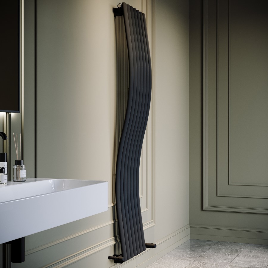 Anthracite Vertical Wave Designer Single Panel Radiator 1800 x 400mm - Opala