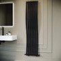 Black Vertical Wave Designer Single Panel Radiator 1800 x 400mm - Opala