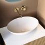 Matt White Oval Stone Resin Countertop Basin with Waste 500mm - Opal