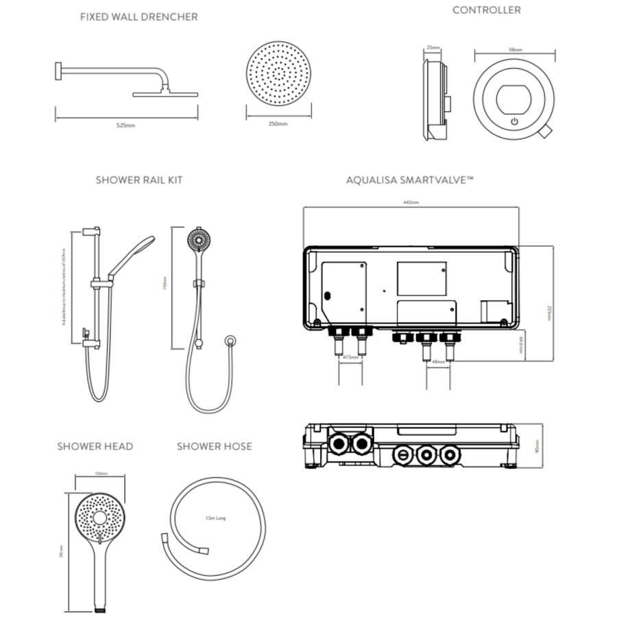 Aqualisa Optic Q Dual Wall Mounted Smart Digital Mixer Thermostatic Shower Gravity Pumped