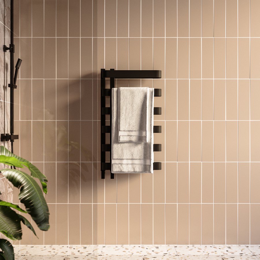 Black Designer Curved Towel Radiator 850 x 500mm – Ordos