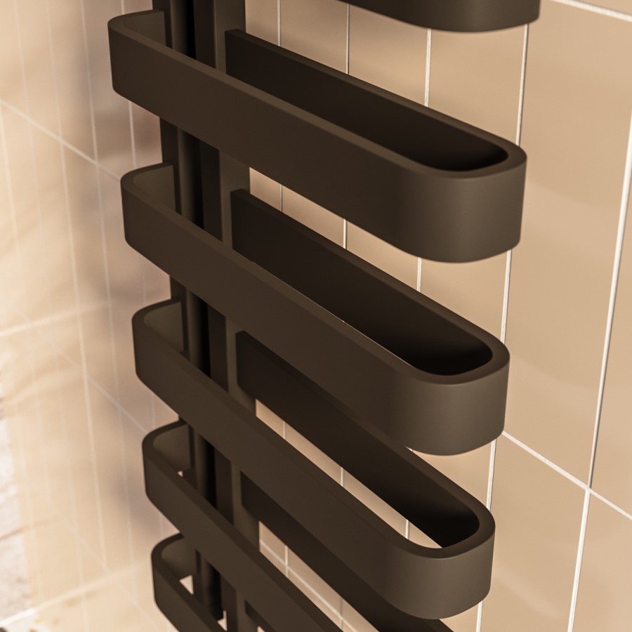 Black Designer Curved Towel Radiator 850 x 500mm – Ordos