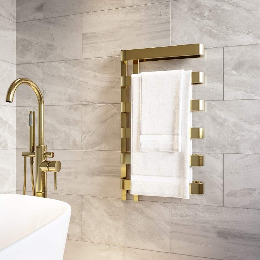 Brass Designer Curved Towel Radiator 850 x 500mm - Ordos