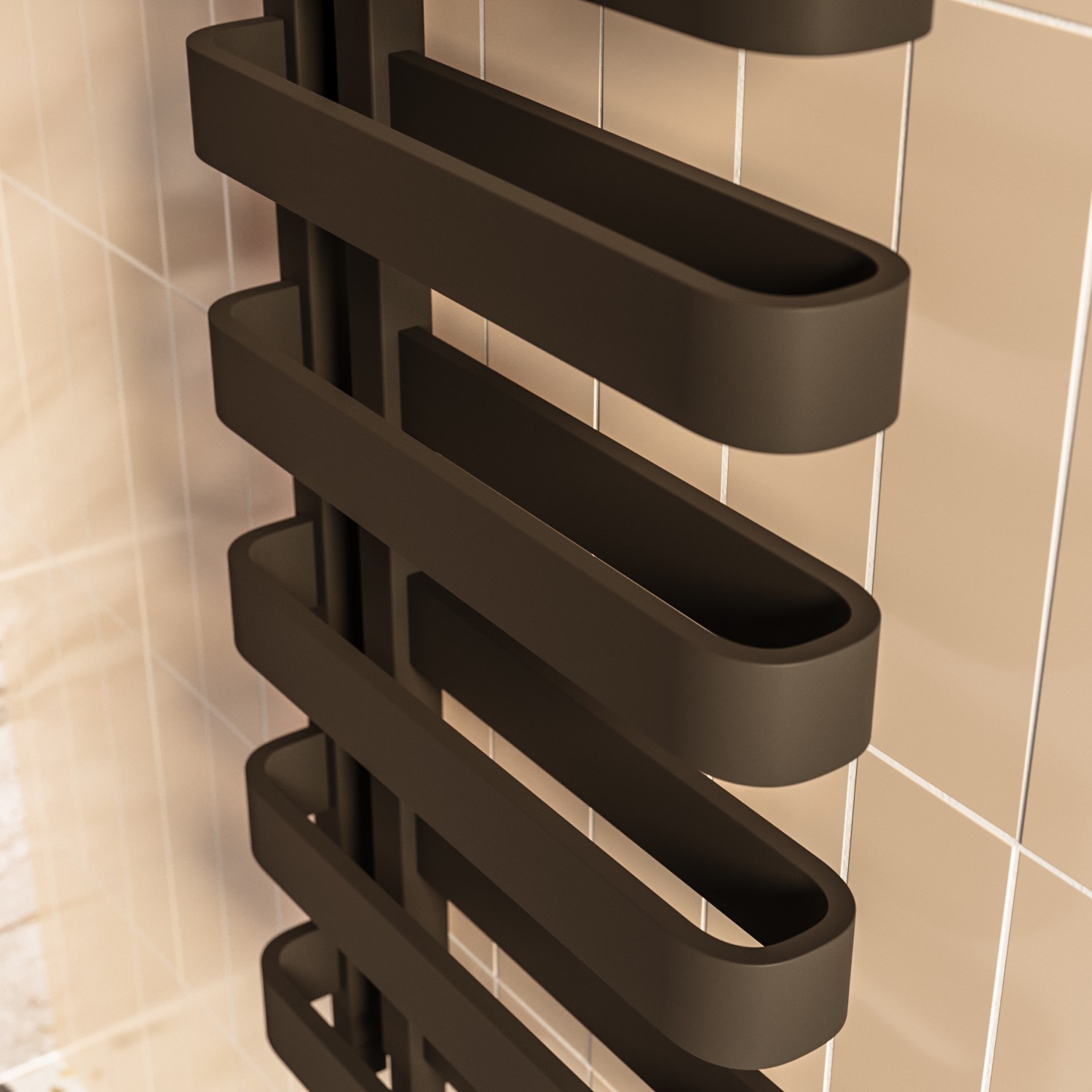 Black Designer Curved Towel Radiator 1300 x 500mm - Ordos - Better ...