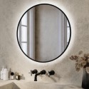 ORIMB600 Round Black Backlit Heated Bathroom Mirror with Lights 600mm – Orion