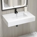 A1/OSL800 ONLY OPENED - 800mm Wall Hung Resin Basin with Built in Drain Gloss White- Oslo