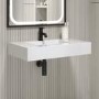 ONLY OPENED - 800mm Wall Hung Resin Basin with Built in Drain Gloss White- Oslo