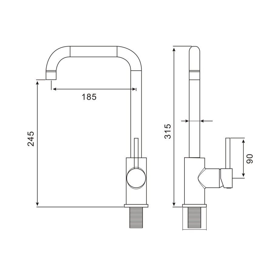 Reginox Single Lever Kitchen Tap - Matt Black