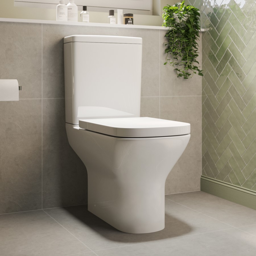 Close Coupled Rimless Open Back Toilet with Soft Close Seat - Palma 