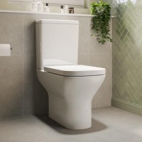 Close Coupled Rimless Open Back Toilet with Soft Close Seat - Palma  Close Coupled Rimless Open Back Toilet with Soft Close Seat - Palma