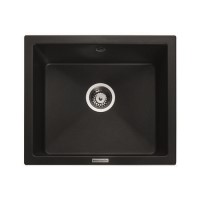 GRADE A1 - Box Opened Rangemaster Paragon Single Bowl Undermount Black Granite Kitchen Sink