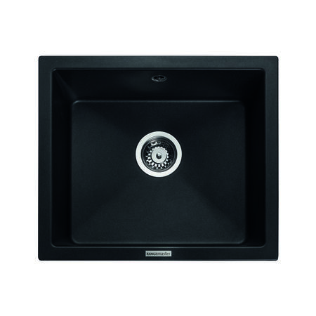 GRADE A1 - Box Opened Rangemaster Paragon Single Bowl Undermount Black Granite Kitchen Sink
