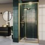 GRADE A2 - Brushed Brass 8mm Glass Hinged Shower Door 1000mm - Pavo