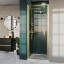 900mm Brushed Brass Hinged Shower Door 8mm Glass - Pavo