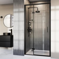 GRADE A1 - Black 1000mm Hinged Shower Door 8mm Glass - Pavo GRADE A1 - Black 1000mm Hinged Shower Door 8mm Glass - Pavo