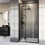 GRADE A1 - Black 1000mm Hinged Shower Door 8mm Glass - Pavo