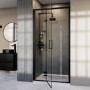 GRADE A1 - Black 1000mm Hinged Shower Door 8mm Glass - Pavo