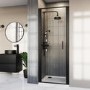ONLY OPENED - Black 800mm Hinged Shower Door - Pavo