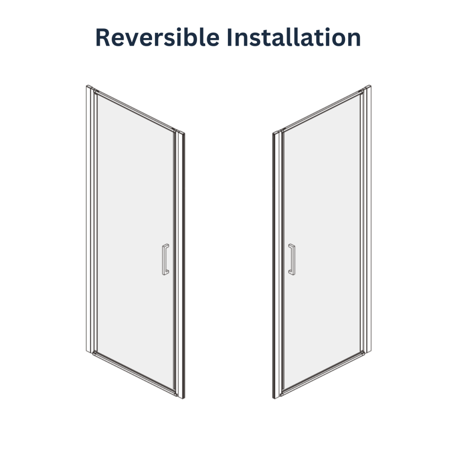 ONLY OPENED - Black 800mm Hinged Shower Door - Pavo