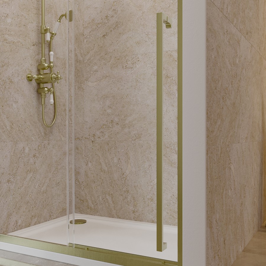 1200mm Black Sliding Shower Door 8mm Glass with Extended Handle - Pavo