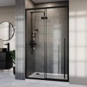 PAVSLMB1000HD 1000mm Black Sliding Shower Door 8mm Glass with Extended Handle - Pavo
