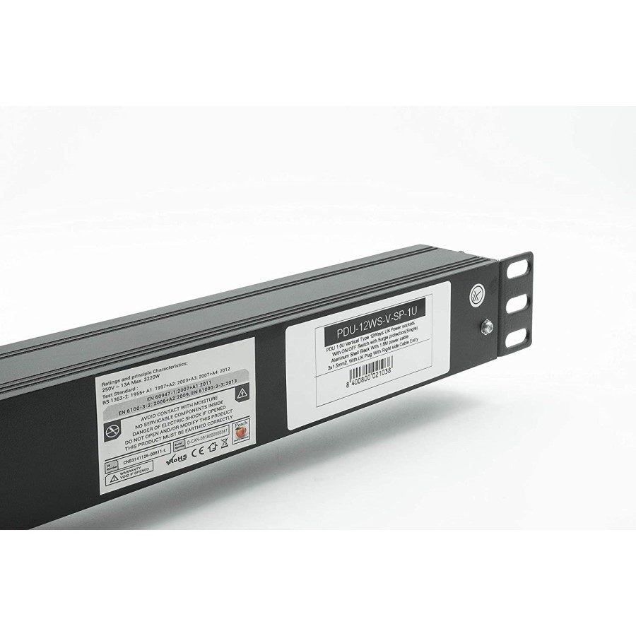 DYNAMODE 12 Way High Density Vertical 13A Switched PDU / Power Bar w/ Surge Protection Rackmount