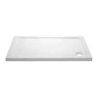 GRADE A1 - 1000x800mm Rectangular Shower Tray 45mm - White Acrylic Stone Resin - Pearl