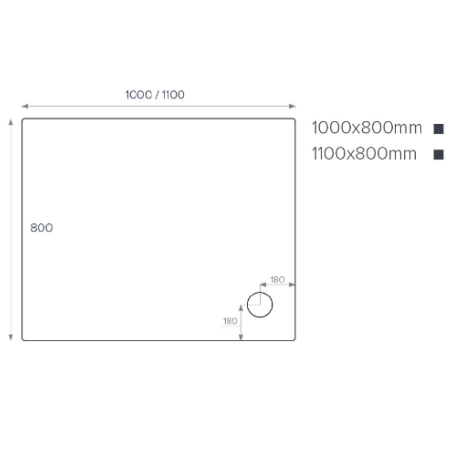 GRADE A1 - 1000x800mm Rectangular Shower Tray 45mm - White Acrylic Stone Resin - Pearl