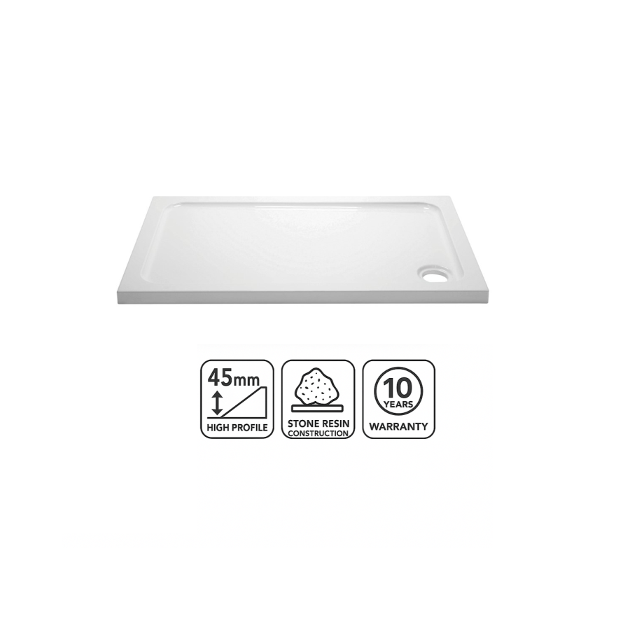 1200x800mm Rectangular 45mm White Stone Resin Shower Tray – Pearl