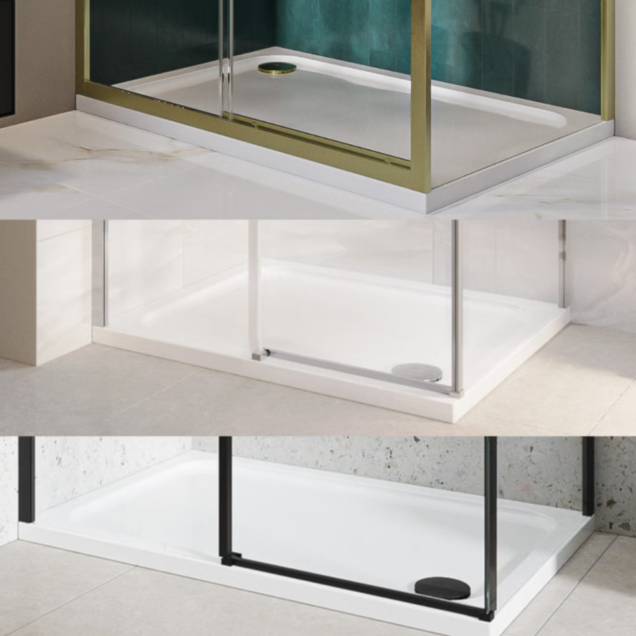 1400x700mm Rectangular Shower Tray – Low Profile 45mm – Stone Resin – White – Pearl