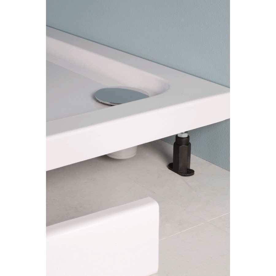 White Shower Riser 95mm High Riser Kit Pack for 1300-1700mm Width Shower Trays - White ...