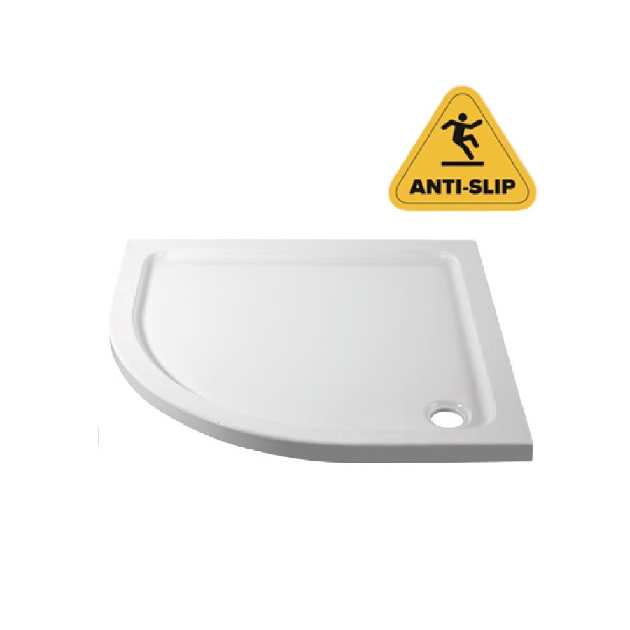 800mm Anti-Slip Quadrant Shower Tray 45mm - White Acrylic Stone Resin - Pearl
