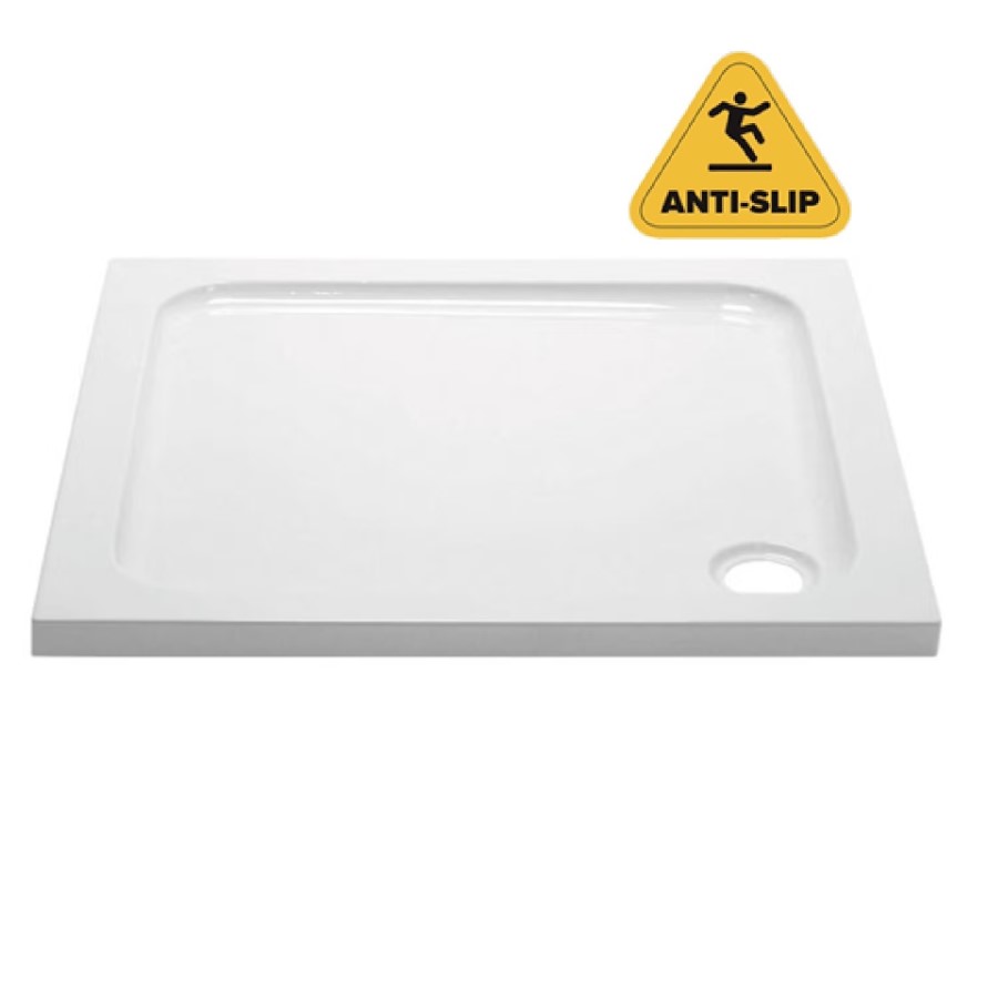 800mm Anti-Slip Square Shower Tray 45mm - White Acrylic Stone Resin - Pearl