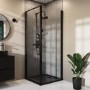 Black 900x900mm Square Shower Tray 45mm - Acrylic Stone Resin - Pearl