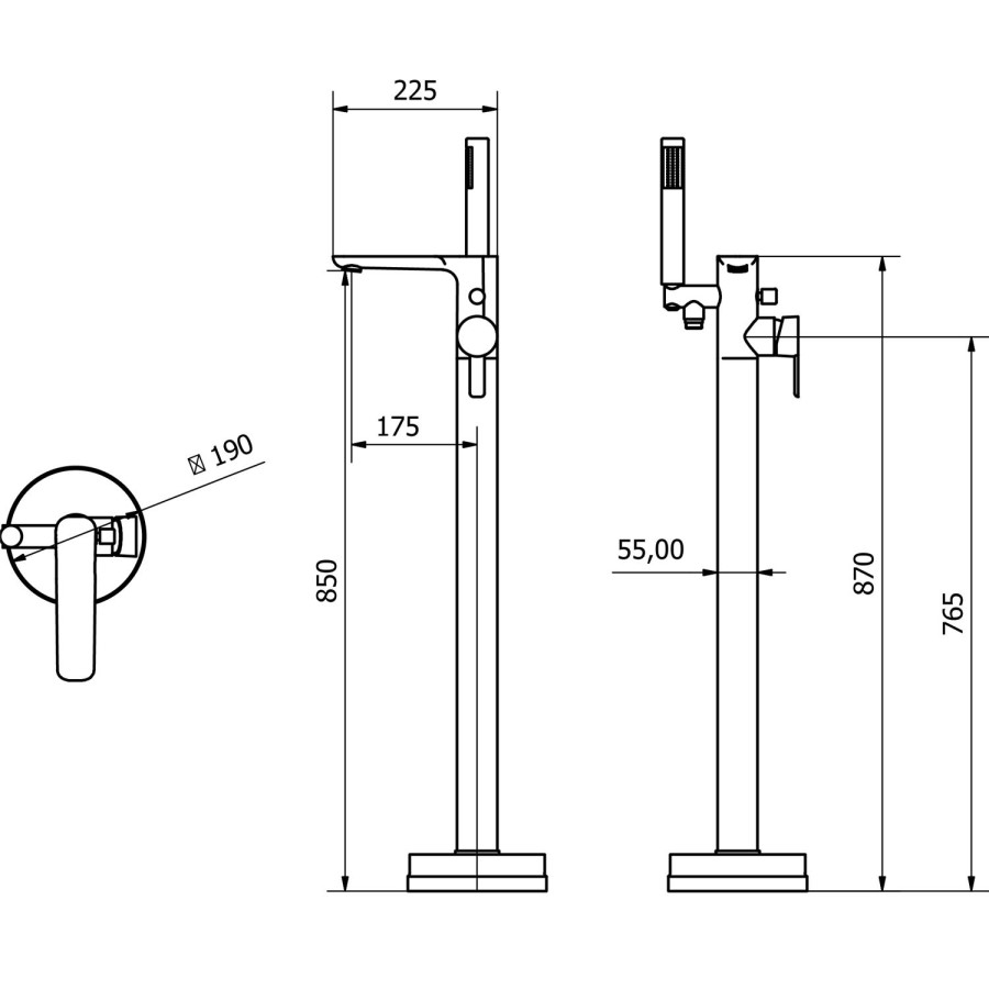GRADE A3 - Albarno Freestanding Bath Mixer Tap