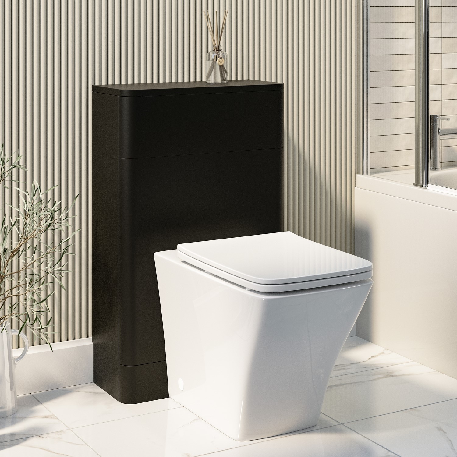 Pendle Black 500Mm Back To Wall Toilet Unit Only
