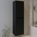 PENTALLB Black Double Door Wall Mounted Tall Bathroom Cabinet 400x1400mm Storage Unit - Pendle