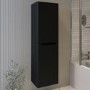 Black Double Door Wall Mounted Tall Bathroom Cabinet 400x1400mm Storage Unit - Pendle