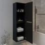 Black Double Door Wall Mounted Tall Bathroom Cabinet 400x1400mm Storage Unit - Pendle