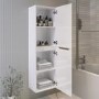 White Double Door Wall Mounted Tall Bathroom Cabinet 400x1400mm Storage Unit - Pendle