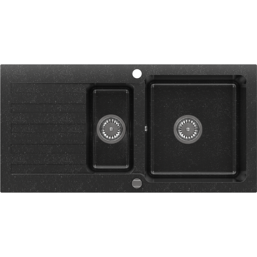 1.5 Bowl Black Inset Granite Composite Kitchen Sink with Reversible Drainer - Enza Phoebe