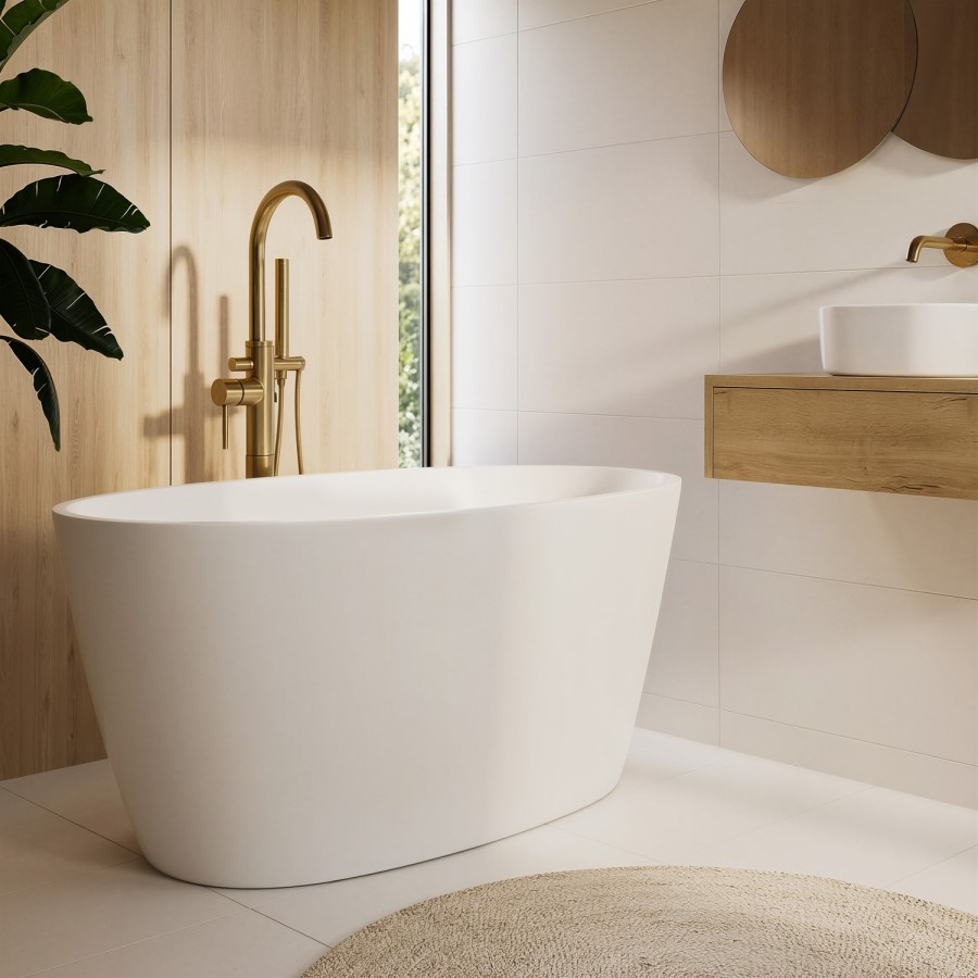 Matt White Small Freestanding Double Ended Bath 1300 x 700mm - Pico