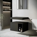 PORTOB600 600mm Black Wall Hung Countertop Vanity Unit with Shelf - Porto